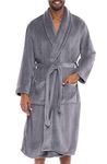 Alexander Del Rossa Men's Warm Fleece Robe, Plush Bathrobe, Small Medium Steel Grey (A0114STLMD)