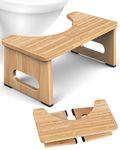 Squatting Potty – Poop Stool for Adults, Foldable Toilet Stool, Wooden Step Stool with Non-Slip Pads, Sturdy & Easy to Assemble, Ideal for Home Bathroom, Kids, Seniors, and Pregnancy Use (Wood)