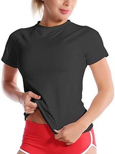 BUBBLELIME Women's UPF 50+ Rash Guard Shirt Short Sleeve Swimsuit Swimwear Workout Top 4-Way Stretch