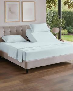 Split Head King Sheet Set – 4 Piece Flex Split Top King Sheets for Adjustable Beds - Fits 14” to 16" Mattress w/ Deep Pockets - Soft, Breathable & Cooling - Luxury Bedding and Wrinkle Free - Ice Blue