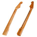 Leo Jaymz Electric Guitar Neck Collection Series - One Piece Selected Roasted Flame Maple - 22Frets, 9.5","C" Shape (Collection ST Maple)