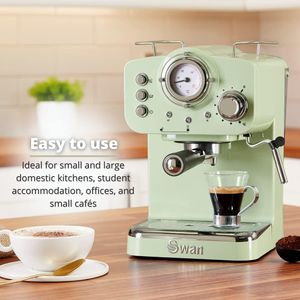Swan Retro Espresso Machine – Green Coffee Maker