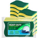 AIDEA Heavy Duty Scrub Sponges Washing Up Pack of 12, Cleaning Scrub Sponge, Stink Free Dual-Sided Dishwashing Sponge, Effortless Cleaning Eco Scrub Pads for Dishes,Pots,Pans All at Once