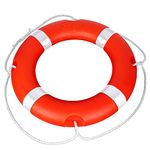 23" Boat Throw Rings , Life Ring with Fluorescent Reflective Strip, White Grab Lines-Orange (1pack)