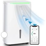 Klarstein DryFy Connect Dehumidifier - WiFi Interface, Adjustable Target Humidity, Timer, Whisper Quiet, Dehumidification Capacity 50L / 24h, 360 m³ / h, Rooms of 45-55 m², 7 L Water Tank - Ivory