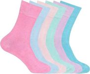 ITRAT Diabetic sock for Woman- Non Elastic Wide Honey Comb Top Soft Cuff Ankle Wide Grip Odema Friendly Non Binding Circulatory For Swollen Feet legs Size 4-7 (Pastel (6 Pairs))