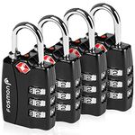 TSA Accepted Luggage Locks, Fosmon Open Alert Indicator 3 Digit Combination Padlock Codes for Travel Bag, Suit Case, Lockers, Gym, Bike Locks or Other (4 Pack)