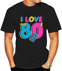 Smile Fish Men's I Love The 80s Shirt Vintage Costume Tshirt, Black2#, Medium