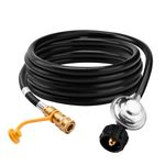 Onlyflame 12 Feet Propane Regulator Hose with Standard 3/8" Quick Disconnect - Propane Hose Adapter for Mr. Heater F271803 Big Buddy Indoor/Outdoor Heater - Type 1 Connection x Quick Connect Fittings