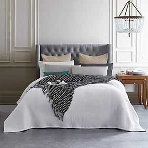 New Premium 100% Cotton White Large Waffle Blanket Bedspread Bed Super Soft Throw Rug Single Double Queen King SuperKing (Single)