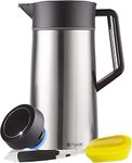 Pykal Thermal Coffee Jug - 68 Oz or 2l - Vacuum Insulated Hot Drink Carafe 8HR 65C - Large Stainless Steel Water or Teapot with Thermaclick Lid - w/Free Brush