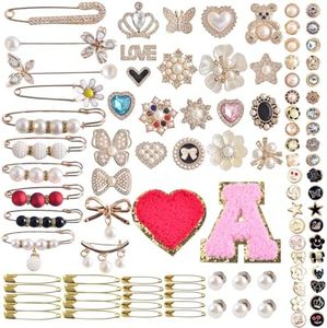 Charms For Socks 100pcs Sock Charms Pins Bling Sock Jewelry Charms Gold Sock Charms Brooch Sock Accessories Charms Designer Safety Pin Charms for Socks Shoes Junk Sock Charms