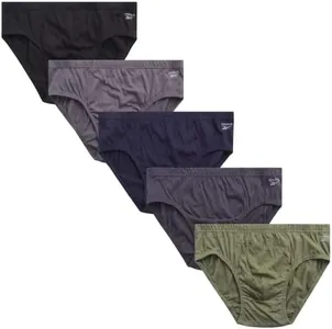 Reebok Men's Underwear - Low Rise Briefs with Contour Pouch (5 Pack), Size Medium, Grey/Blue/Green/Black