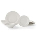 Portmeirion Sophie Conran White 12 Piece Set | Elegant Porcelain Dinnerware Serving Plates | Appetizer, Buffet, Dinner, and Lunch Plates | Dishwasher Safe