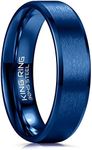 King Ring 6mm Basic Blue Ring – Super Polished Matt Finish Ring for Men & Women Stainless Steel Wedding Bands for Him & Her K32 – Blue 9