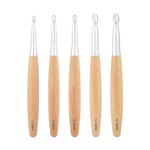 Haptufer Big Crochet Hooks Set with Beech Wood Handle, Crochet Hooks for Chunky Yarn, Size 7mm 8mm 9mm 10mm 12mm