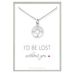 Sterling Silver Compass Necklace for Women, I'd Be Lost Without You, Wife Gift, Girlfriend Gift Necklace, Best Friend Gift 18 inches