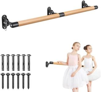 BeneLabel Wall Mount Ballet Barre Solid Wood Dance Bar with Height Adjustable Metal Brackets for Dance Training, Home Workouts, Stretching, Yoga and Warm-up Exercise 67" x 1.5"