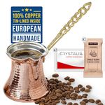 CRYSTALIA Premium Quality Handmade Turkish Coffee Pot, Turkish Coffee Maker, Cezve, Greek Coffee Pot, Arabic Coffee Pot, Hammered Copper, Copper Coffee Pot, Butter Pot, Copper Pot