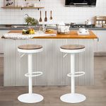 YOUNIKE Wooden Bar Stools Set of 2 Adjustable Counter Height Stools Round Breakfast Bar Stool Vintage Bar Chairs Rustic Swivel Bar Stool for Home Kitchen 300LBS Capacity (White)