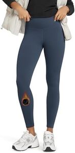 ODODOS Women's Fleece Lined 7/8 Leggings Thermal Warm Winter Tights - 25" High Waisted Thick Yoga Pants with Back Pockets, Navy, Small