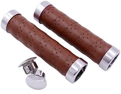 KINGOU Honey Brown Leather Handlebar Grip for Bicycle/Fixed Gear/Mountain/Folding Bike Double Lock-on Bar Grip