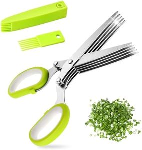 Ciseaux à Herbes en Acier Inoxydable - 5 Lames - Ciseaux de Cuisine Multi-Lames - Avec Peigne de Nettoyage et Couvercle de SéCurité - Coupe-Persil Pour Hacher Les Oignons Verts, La Ciboulette, Les
