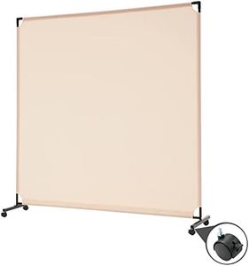 Spurgehom 6FT Single Panel Rolling Room Divider, Partition Privacy Screens with Wheels, Freestanding Fabric Room Panel, Portable Wall Divider for Office, Room, Restaurant, Hospital (Beige)