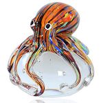 EUSTUMA Hand Blown Glass Octopus Figurine Ornament,Sea Animal Ornament for Fish Tank Aquarium,Sea Animals Collection for Birthday Gift,Glass Office Paperweight for Desk.