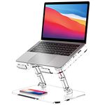 Lpoake Acrylic Laptop Stand for Desk Clear Laptop Riser Adjustable Height White Computer Stand for Laptop Compatible with 10 to 15.6 Inches Laptops (Transparent)