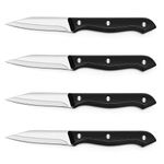 BEWOS 4-Piece Paring Knife Set, 3.5 Inch Paring Knife with Ergonomic Handle, Triple Rivet Paring Knives, Peeler for Kitchen for Vegetable and Fruit, Kitchen Knife Set, Stainless Steel/Black