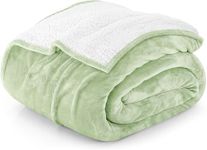 Utopia Bedding Sherpa Blanket Queen Size [Sage Green, 90x90 Inches] - 480GSM Thick Warm Plush Fleece Reversible Blanket for Bed, Sofa, Couch, Camping and Travel