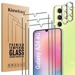 Kiewhay Screen Protector Compatible with Samsung Galaxy A24 4G Screen Protector 6.5 Inches, 3 x Screen Protectors + 2 x Camera Screen Protectors [9H Hardness] [No Bubbles] 99.99% HD Glass Film - Pack