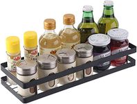 PIGPIGFLY Kitchen Spice Rack with 4 Hooks, Kitchen Wall Spice Rack, Kitchen and Desk Storage, Stainless Steel Spice Rack, Kitchen Organizer（40cm）