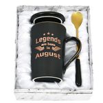 Joymaking Birthday Gifts for Men Coffee Mug 14oz Birthday Gifts for Him Dad, Boyfriend, Husband Funny Gifts for Birthday Coffee Cup with Legends are Born in August, 400ML Black