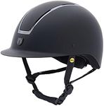 TIPPERARY EQUESTRIAN Horse Riding Helmet - Windsor - English Style Protective Horseback Riding Apparel - Customizable Fit and Cooling Ventilation - Black Chrome - Trad Brim - L