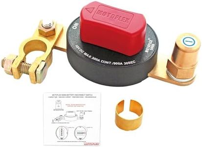 MOTOFLEX Battery Disconnect Switch 12V-48V Top Post Battery Quick Disconnect, Battery Cut Off Switch for Car Truck RV Boat High Current 300A/900A (Compact Size, On/Off, Removable Knob)