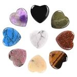 OSDUE 9pcs Healing Crystal for Beginners, Natural Healing Crystal Gifts, Polished Thumb Stone for Anxiety Relief, Natural Gemstones,Raw Stones, Love Palm Stones Reiki Chakra Crystals Valentines Gifts