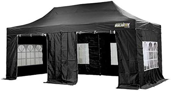Bulhawk ® 3M x 6M Premium 32 Pop Up Gazebo Commercial Grade Market Stall including Side Panels and Wheeled Carry Bag (Black)