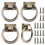 JUXYES 4Pcs 80mm Chair Back Pulls Cabinet Drop Pull Handle Rings Modern Wooden Door Knocker Round Chair Back Drop Pulls Handle for Chairs Ottoman Cabinet Door (Bronze)