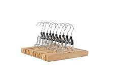 Amazon Basics Wooden Pants Hangers, 10-Pack, 25 cm, Natural