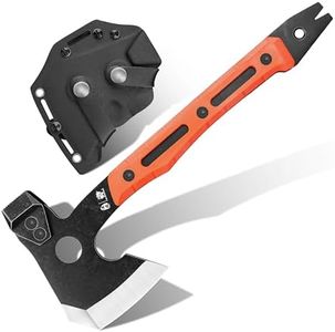 HX Outdoors Multifunctional Splitting Axe, Full Tang Survival Camping Tactical Wood Hatchet，Camp Bushcraft Hand Axes with Hammer and Nail Puller (Orange)