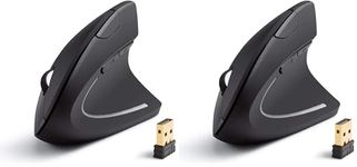 Anker 2.4G Wireless Vertical Ergonomic Optical Mouse, 800/1200 /1600 DPI, 5 Buttons for Laptop, Desktop, PC, Macbook - Black (Pack of 2)