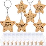 Otuuz 30 Pieces Star Keyring motivational gifts for students from teachers Wooden Star Token Favor Teacher to Pupil Inspirational Gift for Children