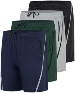 4 Pack: Men's Big & Tall King Size Heavyweight 7 Inch Inseam Active Athletic Running Quick Dry Mesh Shorts Zipper Pockets Drawstring Basketball Bottoms Soccer Workout Gym Tennis Workout - Set 7, 3X