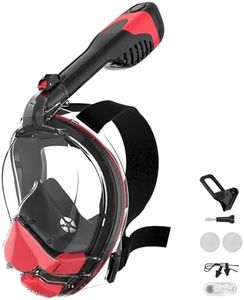 Tizikcon Electric Full Face Snorkel Mask, 180° Panoramic HD Anti-Fog View, FDA-Compliant Soft Silicone Leak-Proof, Easy Breathing, Dry Top Snorkeling for Beginners & Adults(Black Red, Large/X-Large)