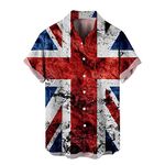 NNGOTD Union Jack T Shirts Summer Mens Fancy Print Hawaiian Shirt England Flag Button Down Short Sleeve Beach Shirts Summer Casual Aloha Shirts Britain Union Jack Grunge Flag Streetwear Top Tshirt