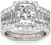 Jeulia 3 PC Wedding Ring Set 5.2ct Radiant Cut Moissanite Engagement Ring for Women 925 Sterling Silver Ring Cubic Zirconia Diamond Eternity Bands Anniversary Promise Ring Bridal Set (6)