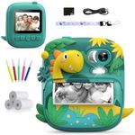 Kids Camera Instant Print, CAMCLID 2.4 Inch Screen Camera for Kids Dinosaur Children Digital Toys with 32GB Card & 3 Rolls Paper, Christmas Birthday Gift for Boys Girls 3-12 Age(Green)