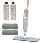 Wood Floor Clean & Polish Kit - 500ml Cleaner, 500ml Polish & Microfibre Spray Mop with 2 Replacement Pads.